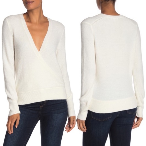 NWOT Madewell Pullover Faux Wrap Sweater White Med
